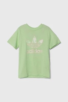Zdjęcie produktu adidas Originals t-shirt bawełniany dziecięcy kolor zielony z aplikacją