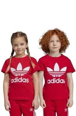 Zdjęcie produktu adidas Originals t-shirt bawełniany dziecięcy TREFOIL kolor czerwony z nadrukiem