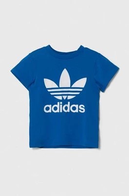 Zdjęcie produktu adidas Originals t-shirt bawełniany dziecięcy TREFOIL TEE kolor niebieski z nadrukiem