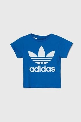 Zdjęcie produktu adidas Originals t-shirt bawełniany dziecięcy TREFOIL TEE kolor niebieski z nadrukiem