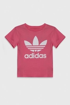 Zdjęcie produktu adidas Originals t-shirt bawełniany dziecięcy TREFOIL TEE kolor różowy