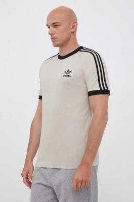 Zdjęcie produktu adidas Originals t-shirt bawełniany kolor beżowy z aplikacją