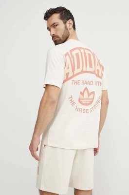 Zdjęcie produktu adidas Originals t-shirt bawełniany męski kolor beżowy wzorzysty IS0186