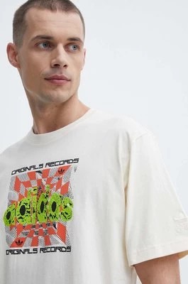 Zdjęcie produktu adidas Originals t-shirt bawełniany męski kolor beżowy z nadrukiem IS2905