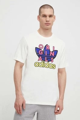 Zdjęcie produktu adidas Originals t-shirt bawełniany męski kolor beżowy z nadrukiem IS2911
