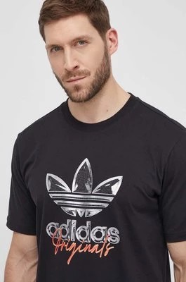 Zdjęcie produktu adidas Originals t-shirt bawełniany męski kolor czarny z nadrukiem IS0227