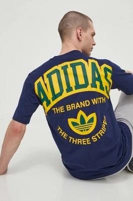 Zdjęcie produktu adidas Originals t-shirt bawełniany męski kolor granatowy z nadrukiem IS0184