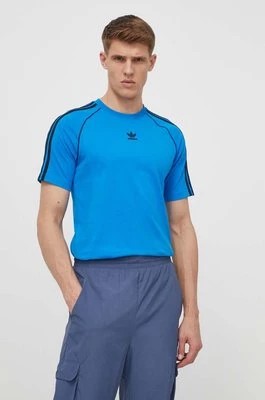 Zdjęcie produktu adidas Originals t-shirt bawełniany męski kolor niebieski wzorzysty IS2830