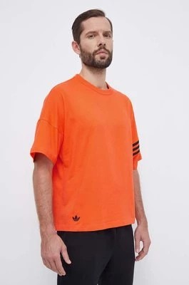 Zdjęcie produktu adidas Originals t-shirt bawełniany męski kolor pomarańczowy z aplikacją