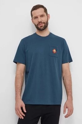 Zdjęcie produktu adidas Originals t-shirt bawełniany męski kolor turkusowy z aplikacją IS2919