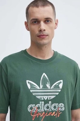 Zdjęcie produktu adidas Originals t-shirt bawełniany męski kolor zielony z nadrukiem IS0228
