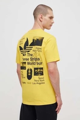 Zdjęcie produktu adidas Originals t-shirt bawełniany męski kolor żółty z nadrukiem IS0183