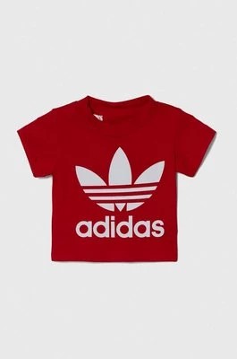 Zdjęcie produktu adidas Originals t-shirt bawełniany niemowlęcy kolor czerwony z nadrukiem