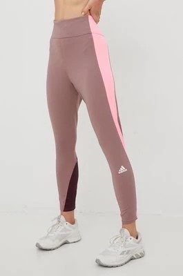 Zdjęcie produktu adidas Performance legginsy do biegania Own The Run damskie kolor brązowy wzorzyste