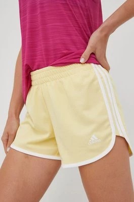Zdjęcie produktu adidas Performance szorty do biegania Marathon 20 damskie kolor żółty z aplikacją medium waist