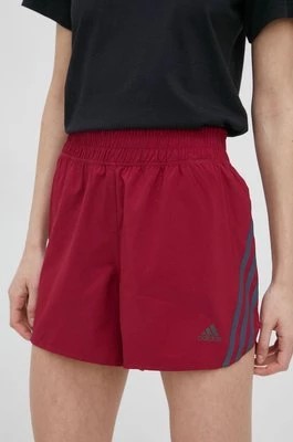 Zdjęcie produktu adidas Performance szorty do biegania Run Icons H57186 damskie kolor fioletowy z nadrukiem medium waist