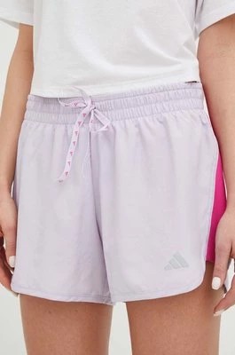 Zdjęcie produktu adidas Performance szorty do biegania Run It damskie kolor fioletowy gładkie medium waist