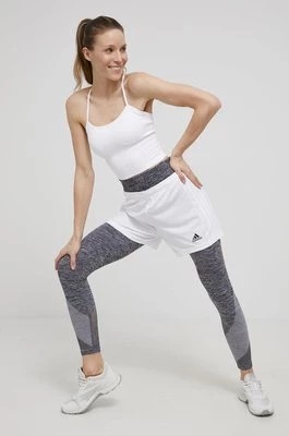 Zdjęcie produktu adidas Performance szorty treningowe GN5782 damskie kolor biały gładkie medium waist