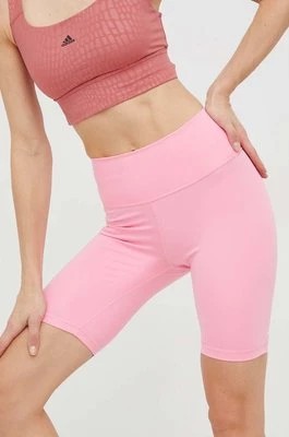 Zdjęcie produktu adidas Performance szorty treningowe Optime damskie kolor różowy gładkie high waist