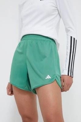 Zdjęcie produktu adidas Performance szorty treningowe Pacer kolor zielony gładkie high waist IR6236