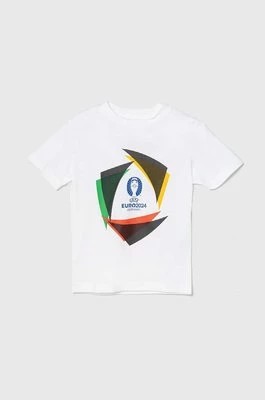Zdjęcie produktu adidas Performance t-shirt bawełniany dziecięcy UEFA Euro 2024 kolor biały z nadrukiem