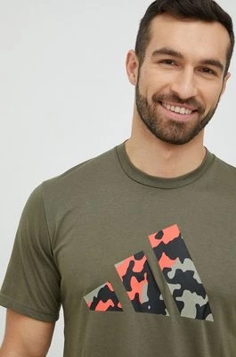 Zdjęcie produktu adidas Performance t-shirt treningowy kolor brązowy z nadrukiem