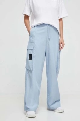 Zdjęcie produktu adidas spodnie damskie kolor niebieski szerokie high waist
