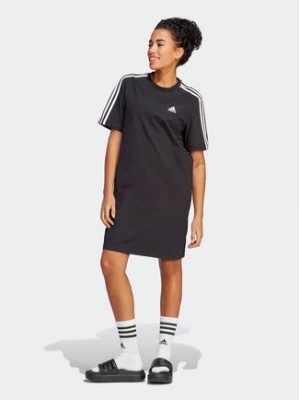 Zdjęcie produktu adidas Sukienka codzienna Essentials 3-Stripes Single Jersey Boyfriend Tee Dress HR4923 Czarny Loose Fit