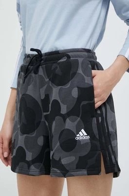 Zdjęcie produktu adidas szorty damskie kolor czarny wzorzyste medium waist