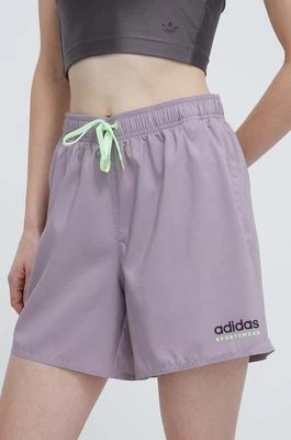 Zdjęcie produktu adidas szorty damskie kolor fioletowy gładkie high waist IL7252