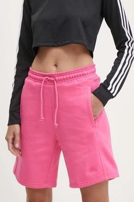 Zdjęcie produktu adidas szorty damskie kolor różowy gładkie high waist IW1256
