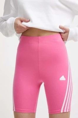 Zdjęcie produktu adidas szorty damskie kolor różowy z aplikacją high waist IS3630