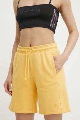 Zdjęcie produktu adidas szorty damskie kolor żółty gładkie high waist IW1259
