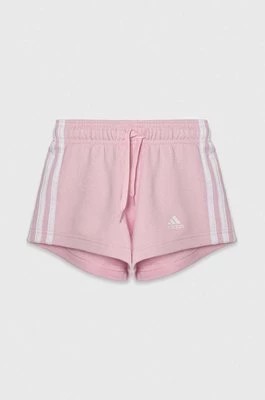 Zdjęcie produktu adidas szorty dziecięce kolor różowy z aplikacją regulowana talia