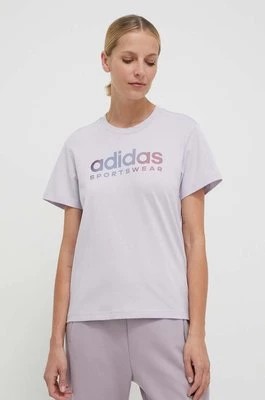 Zdjęcie produktu adidas t-shirt bawełniany damski kolor fioletowy IT4835