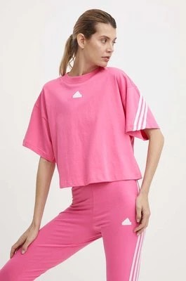 Zdjęcie produktu adidas t-shirt bawełniany damski kolor różowy IS3620