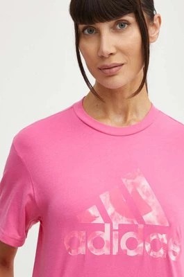Zdjęcie produktu adidas t-shirt bawełniany damski kolor różowy IS4257