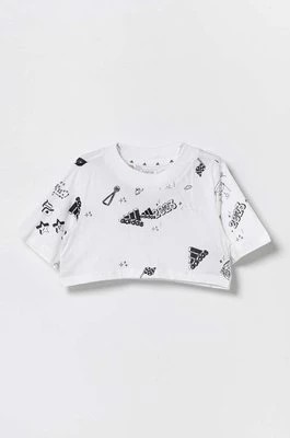 Zdjęcie produktu adidas t-shirt bawełniany dziecięcy JG BLUV Q3 AOPT kolor biały