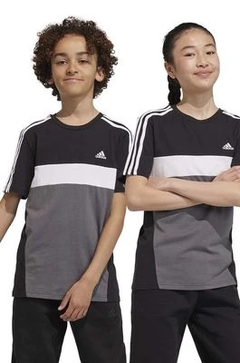 Zdjęcie produktu adidas t-shirt bawełniany dziecięcy kolor czarny wzorzysty