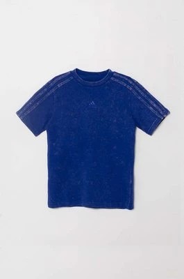 Zdjęcie produktu adidas t-shirt bawełniany dziecięcy kolor niebieski gładki