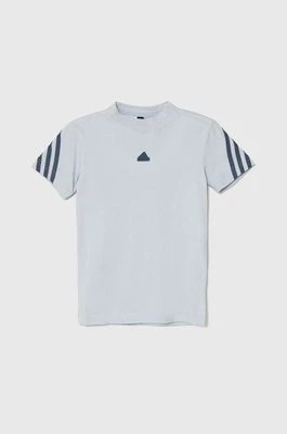 Zdjęcie produktu adidas t-shirt bawełniany dziecięcy kolor niebieski z aplikacją
