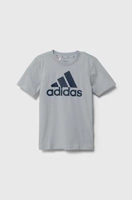 Zdjęcie produktu adidas t-shirt bawełniany dziecięcy kolor niebieski z nadrukiem
