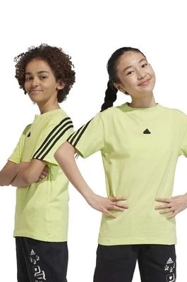 Zdjęcie produktu adidas t-shirt bawełniany dziecięcy kolor zielony wzorzysty
