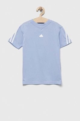 Zdjęcie produktu adidas t-shirt bawełniany dziecięcy U FI 3S kolor niebieski z aplikacją