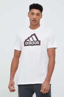 Zdjęcie produktu adidas t-shirt bawełniany kolor biały z nadrukiem