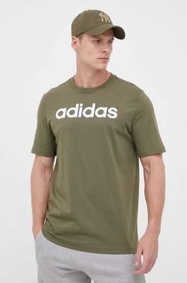 Zdjęcie produktu adidas t-shirt bawełniany kolor zielony z nadrukiem