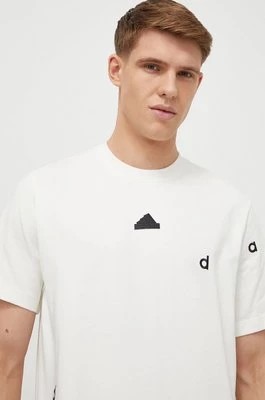 Zdjęcie produktu adidas t-shirt bawełniany męski kolor beżowy z aplikacją IS1992