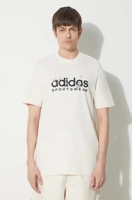 Zdjęcie produktu adidas t-shirt bawełniany męski kolor beżowy z nadrukiem IM8305