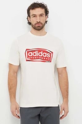 Zdjęcie produktu adidas t-shirt bawełniany męski kolor beżowy z nadrukiem IS2880