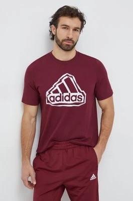 Zdjęcie produktu adidas t-shirt bawełniany męski kolor bordowy z nadrukiem IM8302